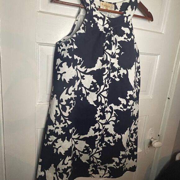 Francesca’s Collections Navy & White Print Halter Dress w Side Zip - Picture 5 of 10